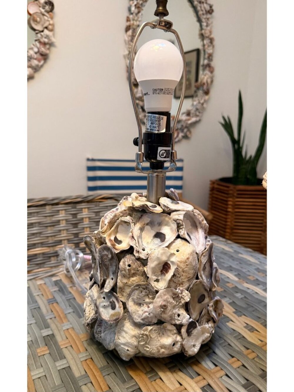 Coastal Living ~ Table Lamp ~ Oyster Shell Base ~ Artisan Crafted ~ #2